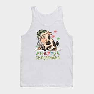 Kids Cow Christmas Cute Cow Merry Christmas Xmas Matching Tank Top